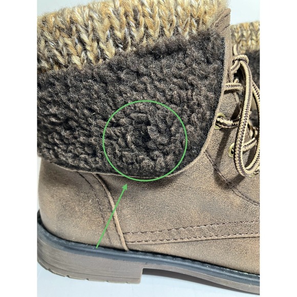 Cliffs by White Mountain Women's Brown Faux Suede Knit Cuff Lace Up Boots Sz 6.5 - Picture 6 of 13